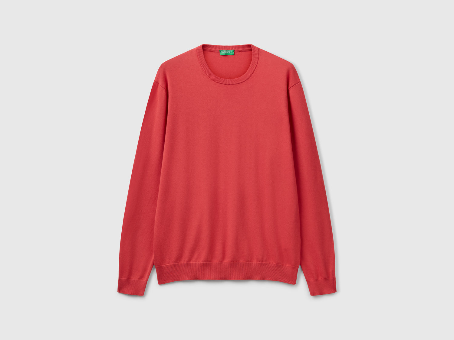 Maglia girocollo 100% cotone da uomo rosso mattone | Benetton Outlet