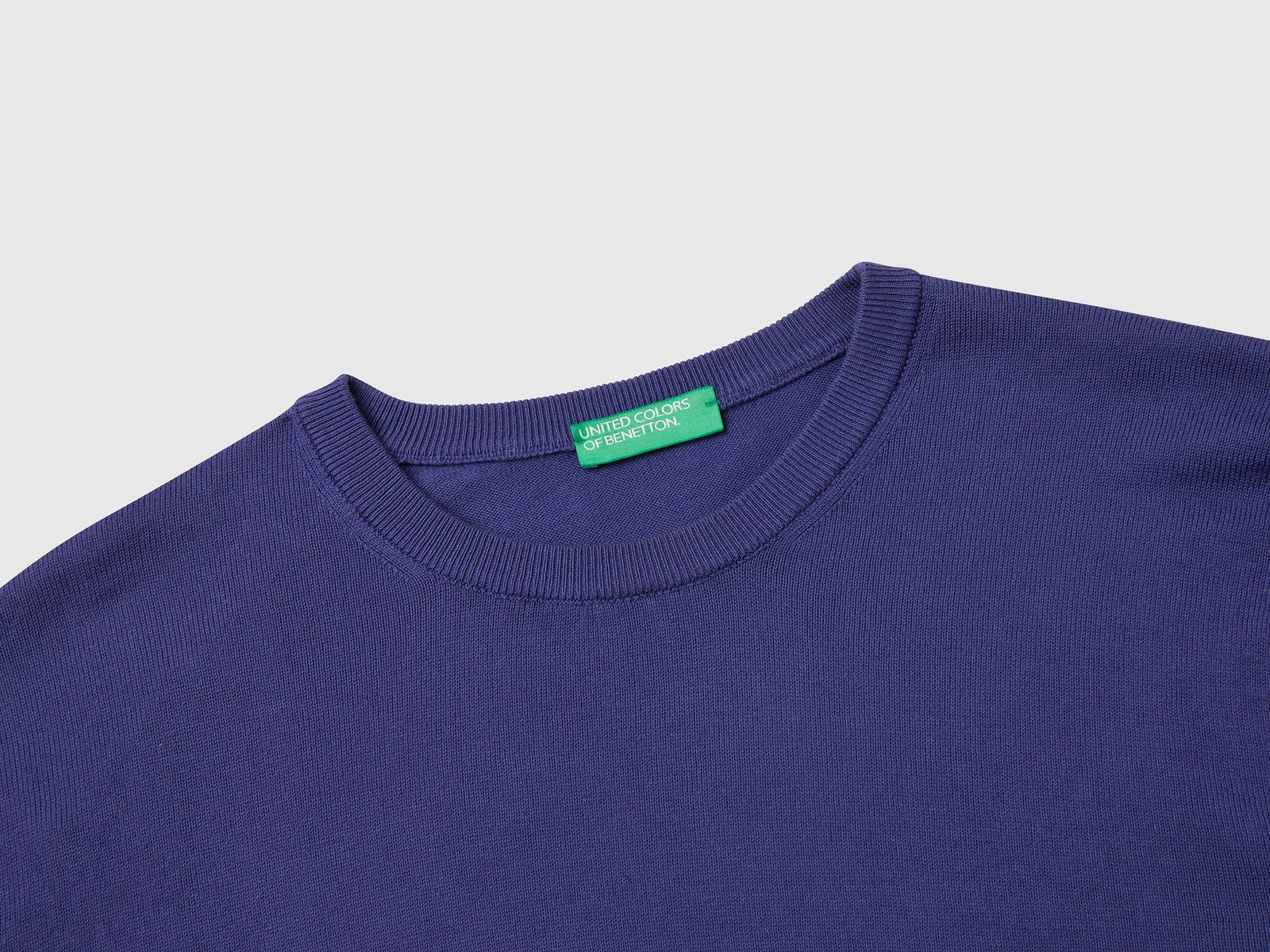 Maglia girocollo 100% cotone da uomo blu 3 | Benetton Outlet
