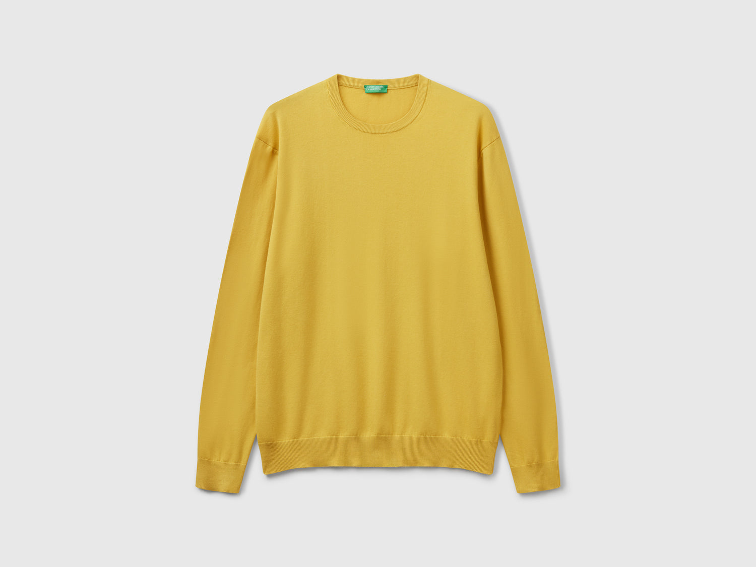 Maglia girocollo 100% cotone da uomo senape | Benetton Outlet