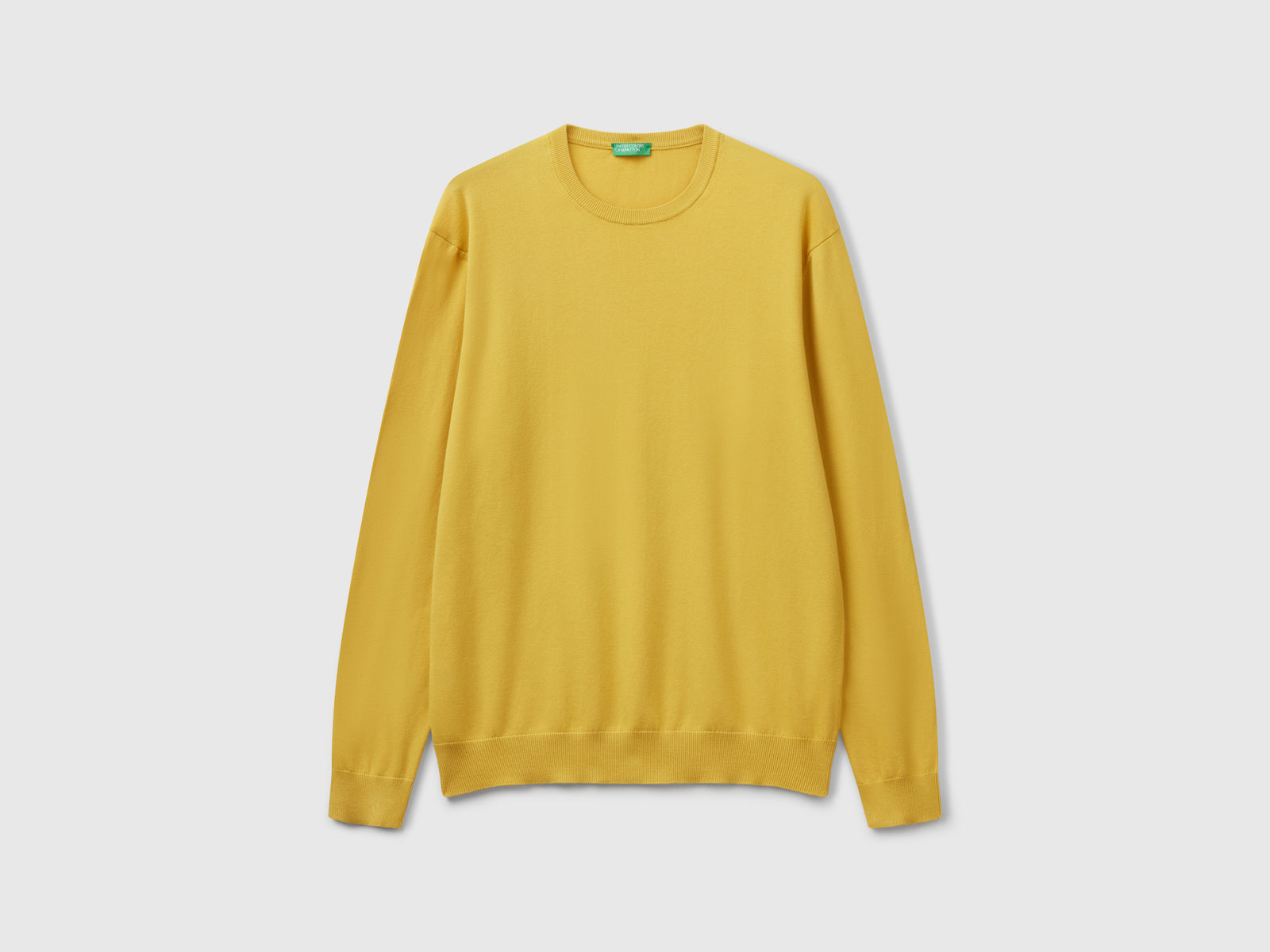 Maglia girocollo 100% cotone da uomo senape | Benetton Outlet