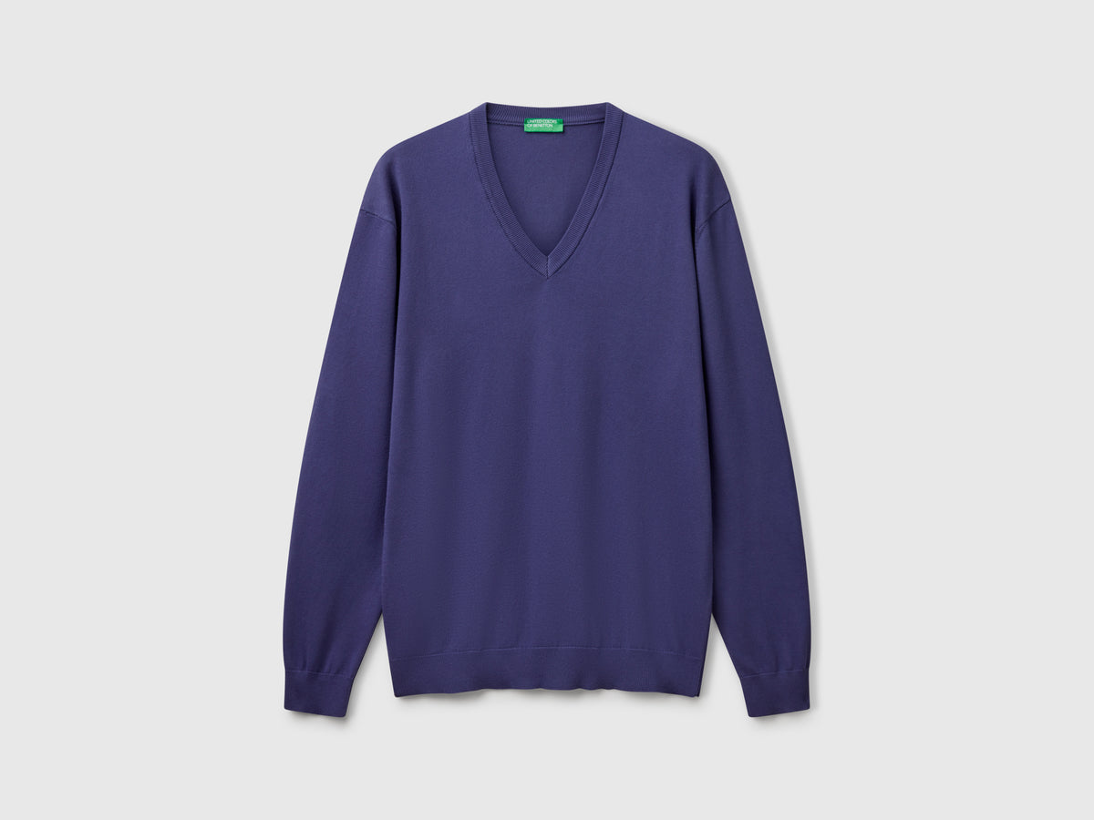 Maglia in puro cotone con scollo a V
