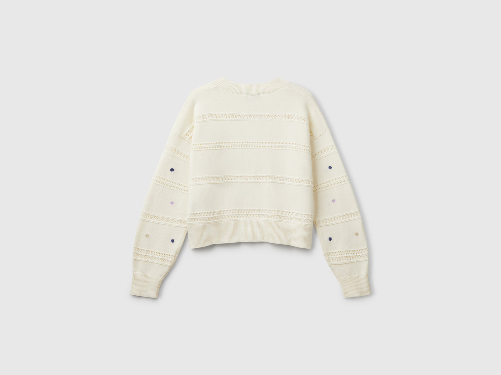 Cardigan con fiori ricamati da donna bianco panna 2 | Benetton Outlet