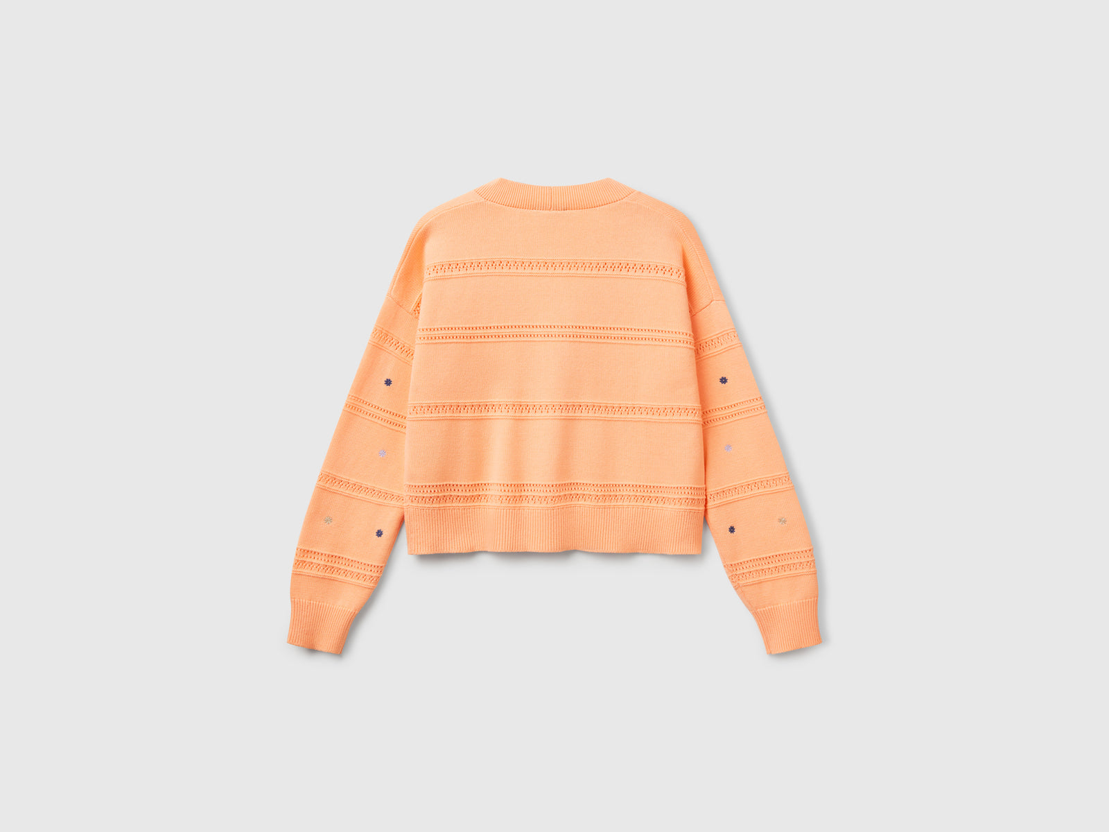 Cardigan con fiori ricamati da donna pesca 2 | Benetton Outlet