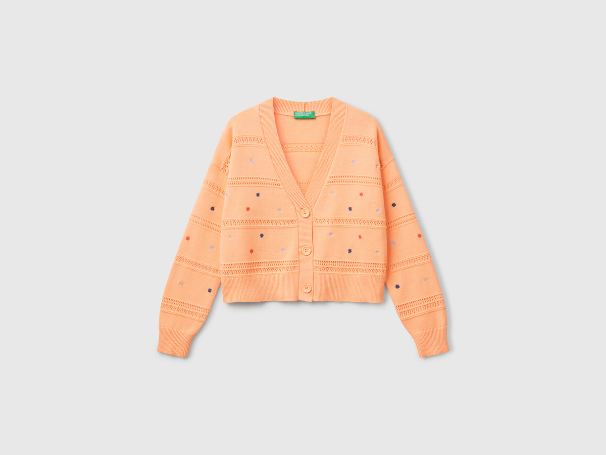 Cardigan con fiori ricamati