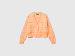 Cardigan con fiori ricamati