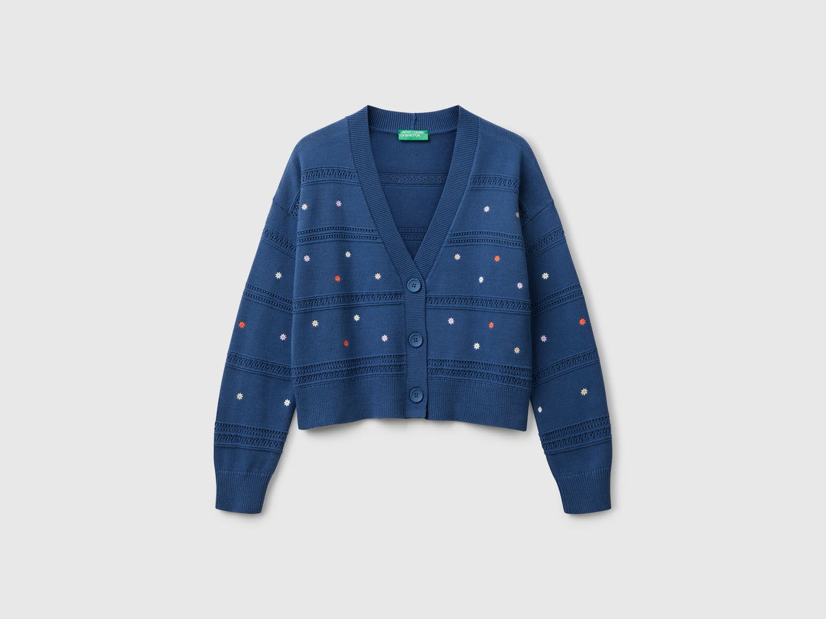 Cardigan con fiori ricamati