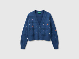 Cardigan con fiori ricamati