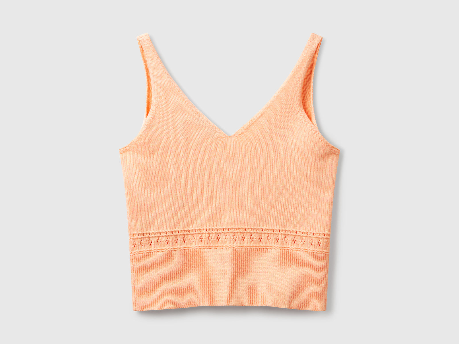 Canotta in maglia con ricamo fiori da donna pesca 2 | Benetton Outlet
