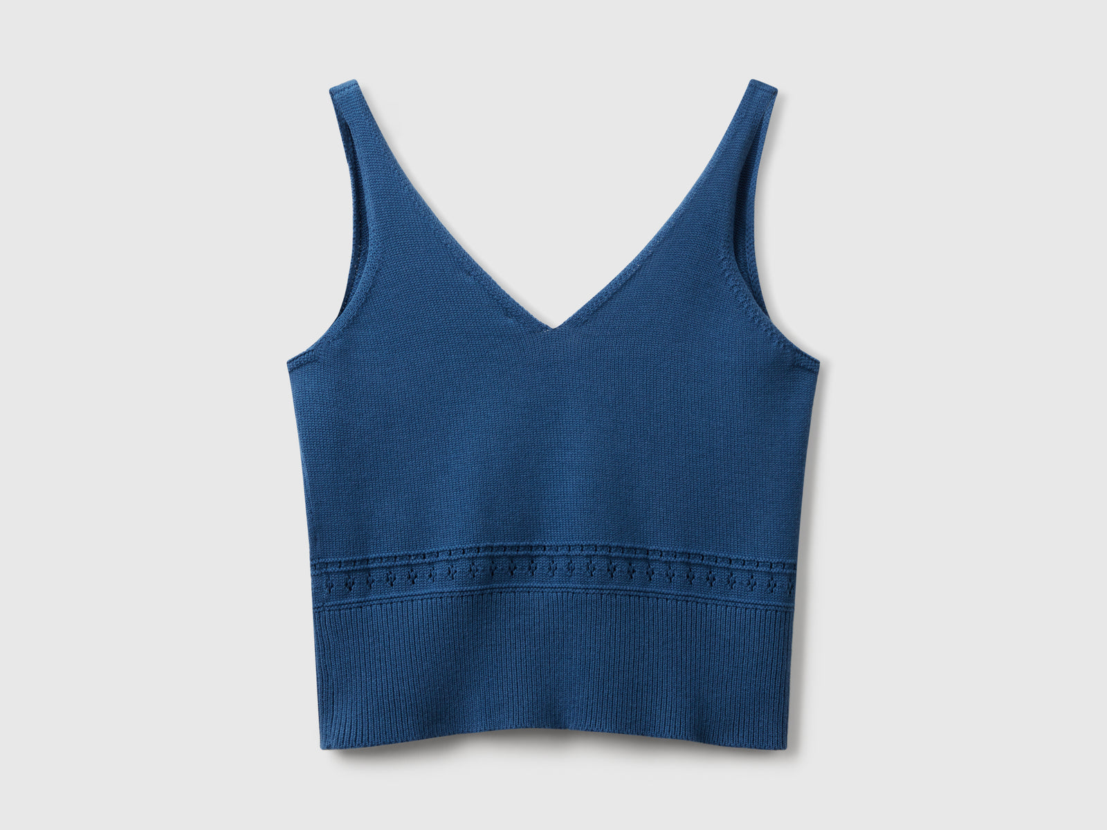 Canotta in maglia con ricamo fiori da donna avio 2 | Benetton Outlet