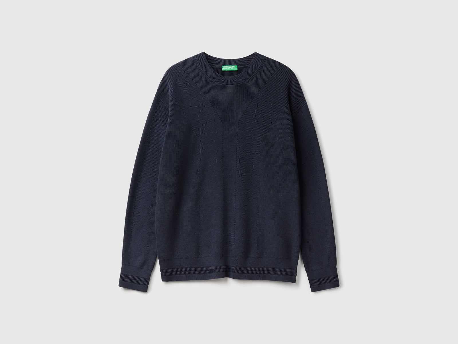 Maglia lavorata in puro cotone da uomo blu | Benetton Outlet