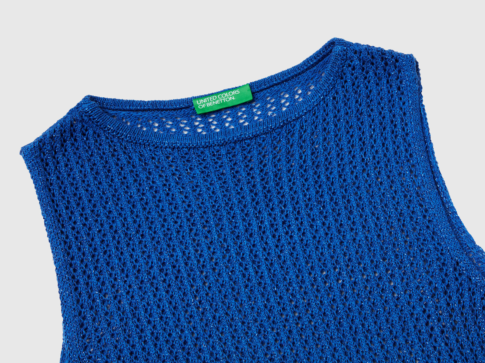 Tricot knit top da donna blu 3 | Benetton Outlet