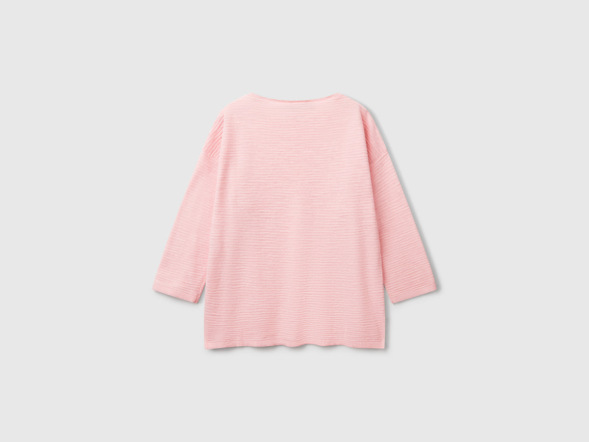 Maglia in misto lino con manica a 3/4