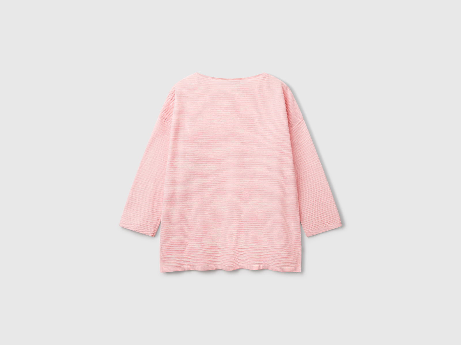 Maglia in misto lino con manica a 3/4 da donna rosa tenue 2 | Benetton Outlet