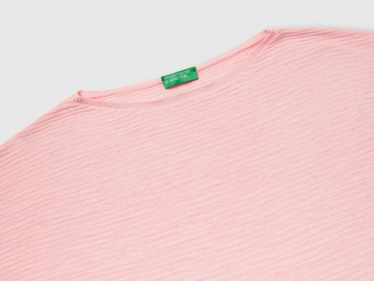Maglia in misto lino con manica a 3/4