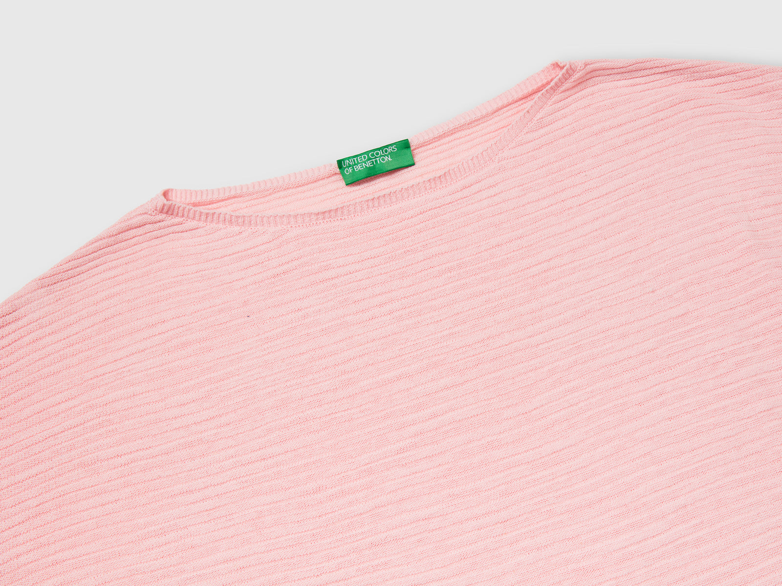 Maglia in misto lino con manica a 3/4 da donna rosa tenue 3 | Benetton Outlet