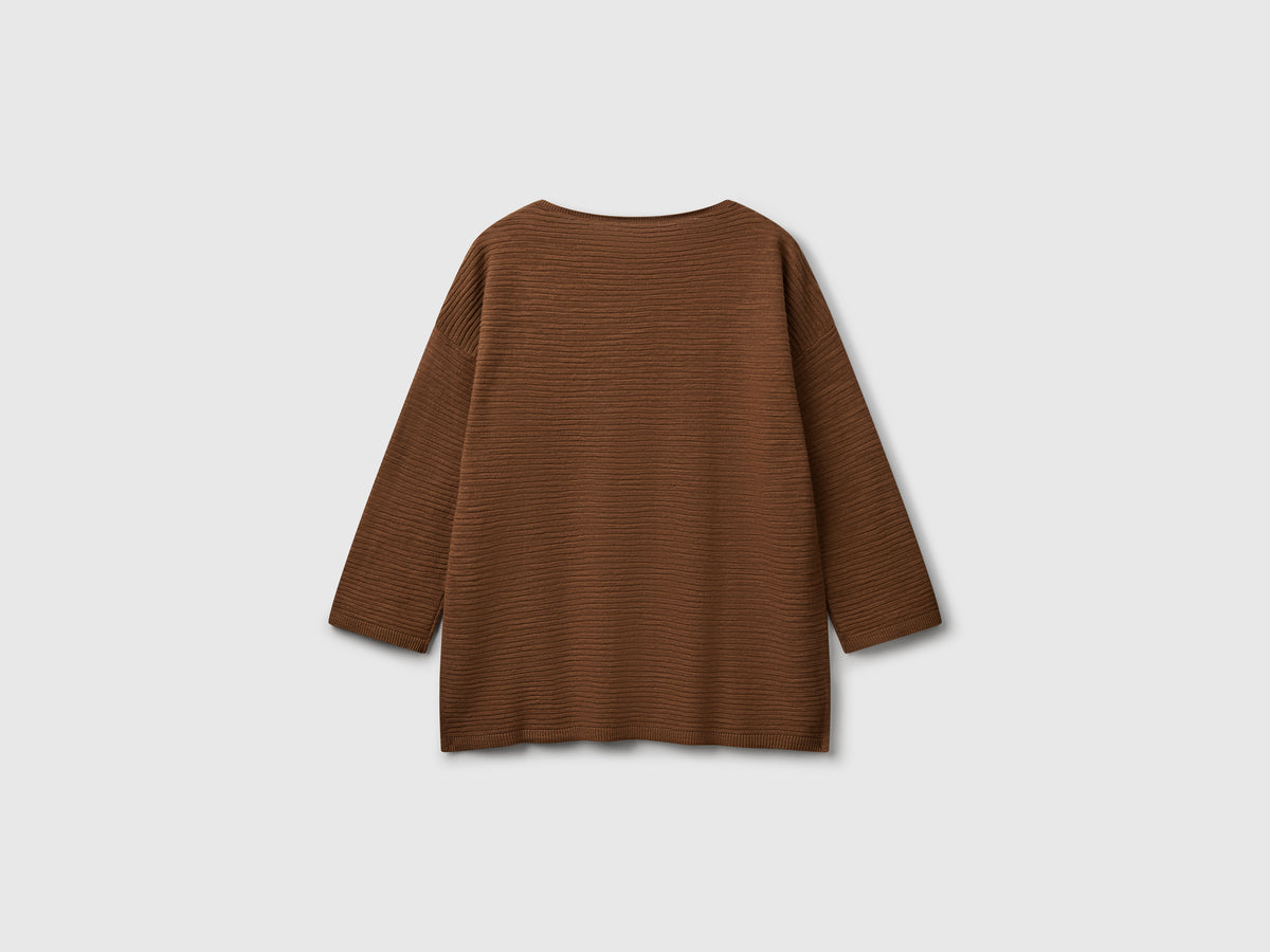 Maglia in misto lino con manica a 3/4
