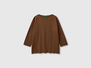 Maglia in misto lino con manica a 3/4