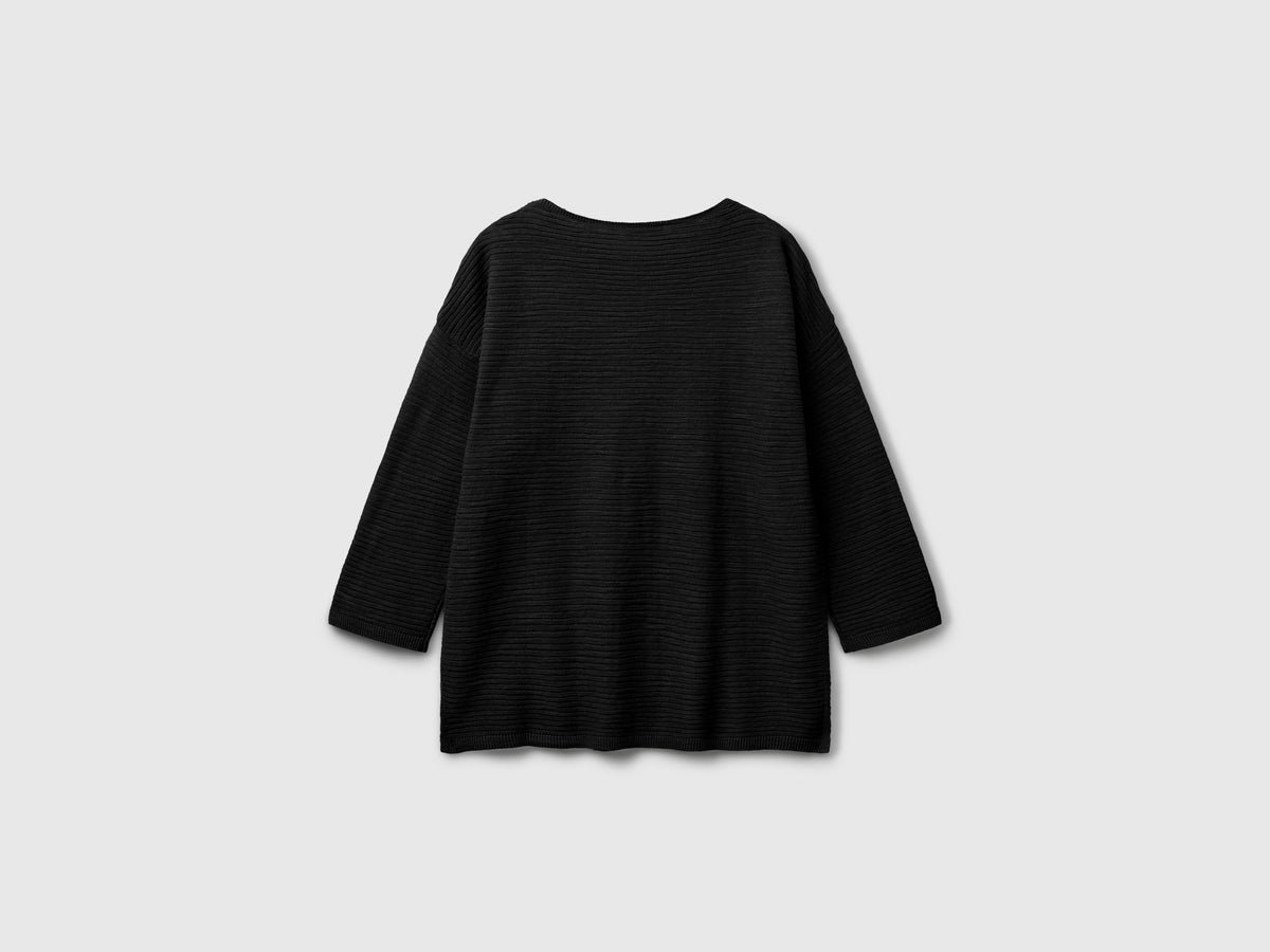Maglia in misto lino con manica a 3/4