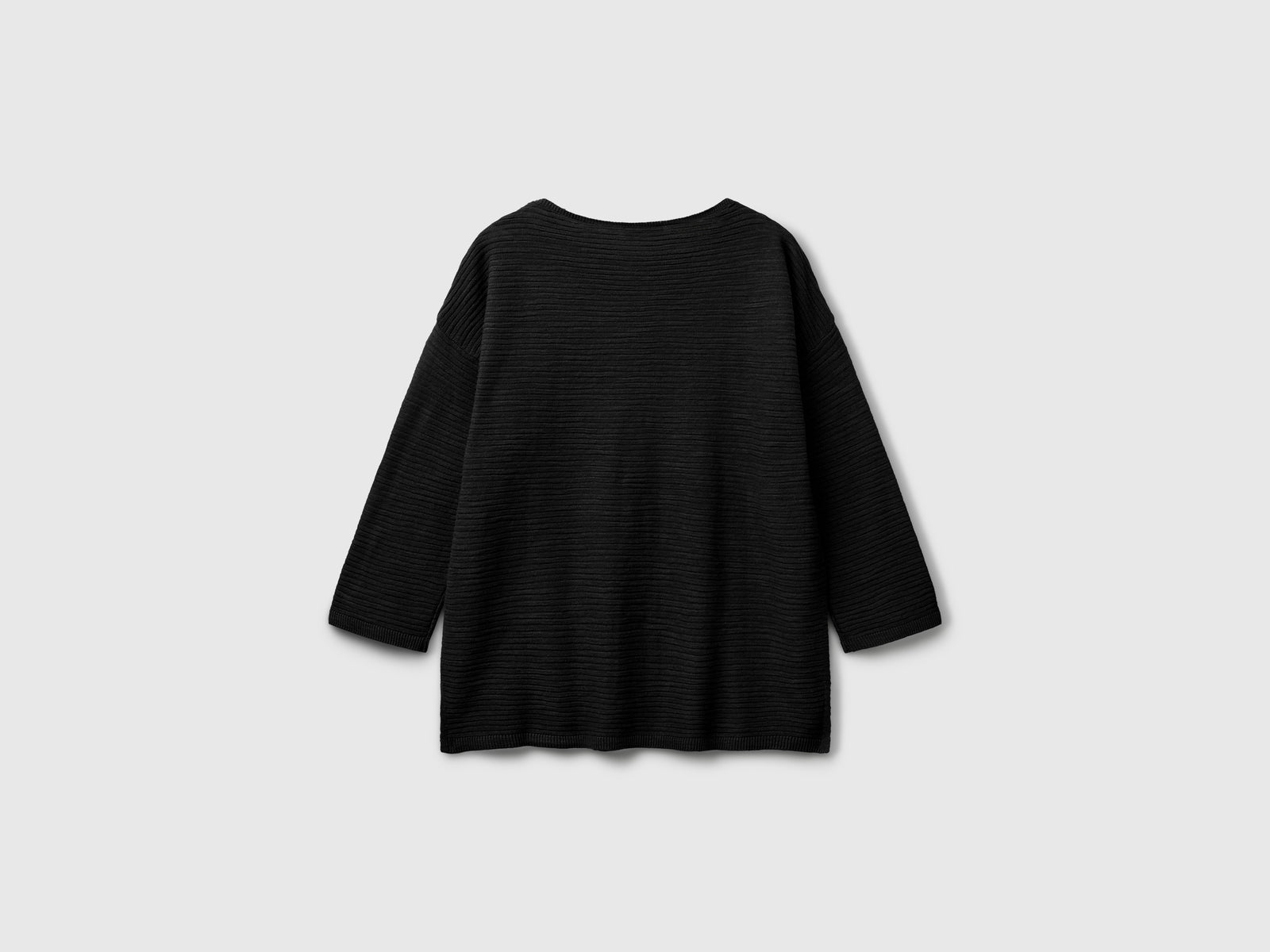 Maglia in misto lino con manica a 3/4 da donna nero 2 | Benetton Outlet