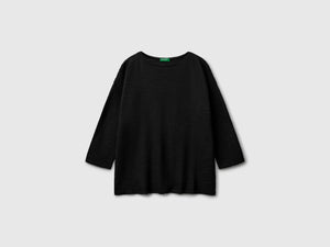 Maglia in misto lino con manica a 3/4