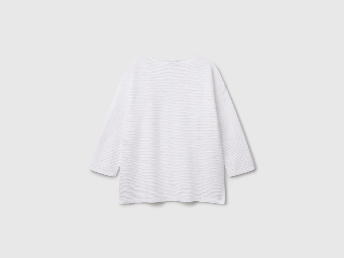 Maglia in misto lino con manica a 3/4