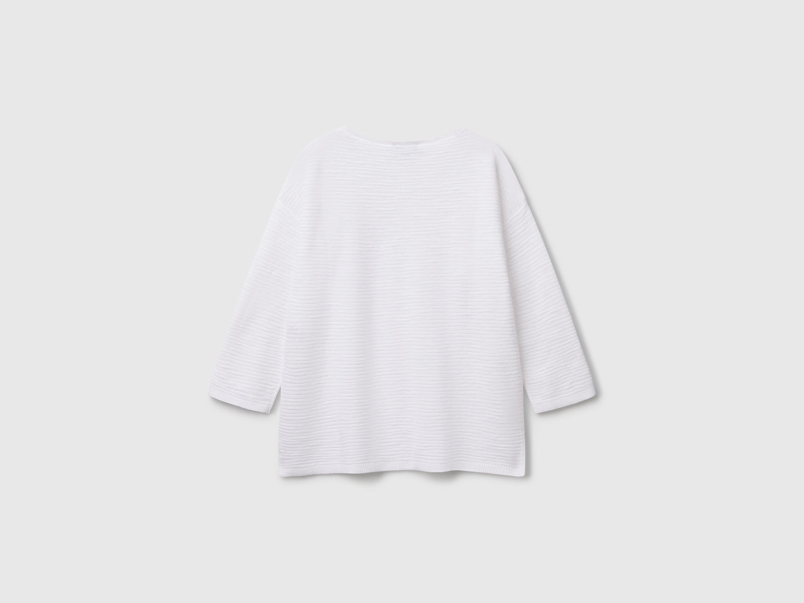 Maglia in misto lino con manica a 3/4 da donna bianco 2 | Benetton Outlet