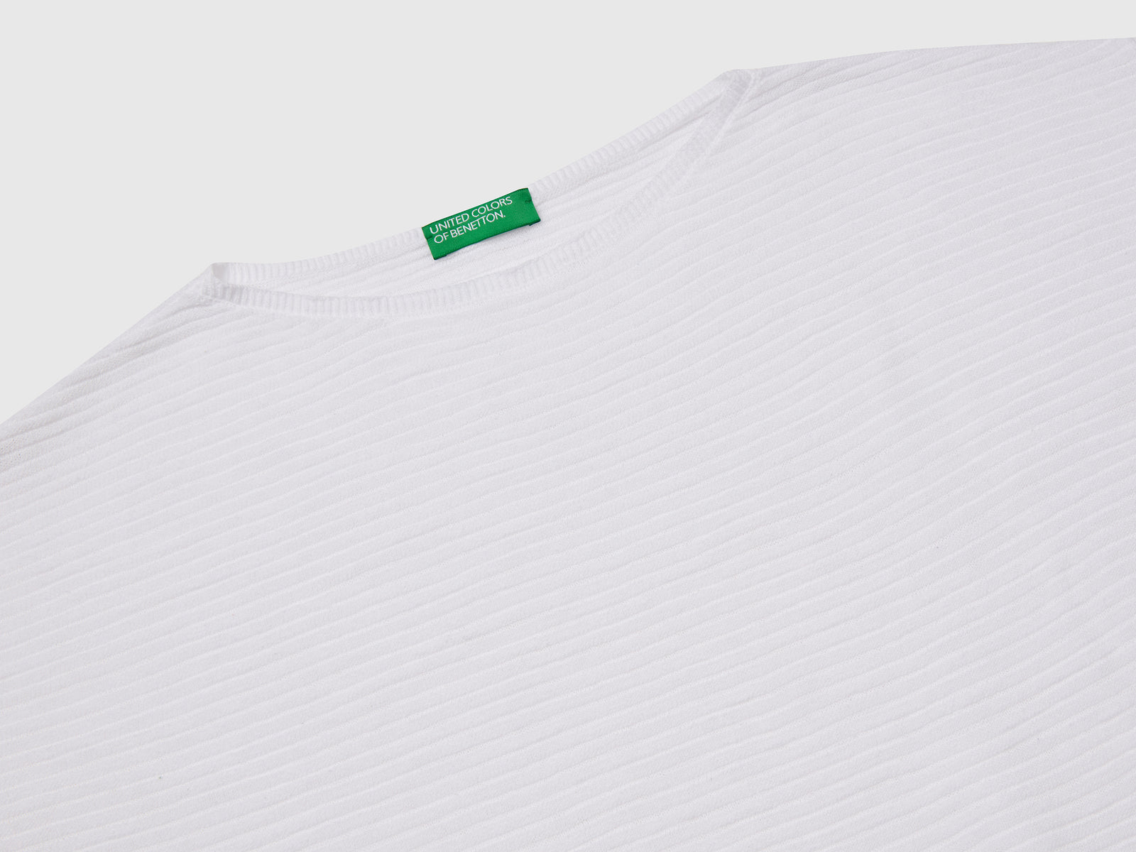 Maglia in misto lino con manica a 3/4 da donna bianco 3 | Benetton Outlet