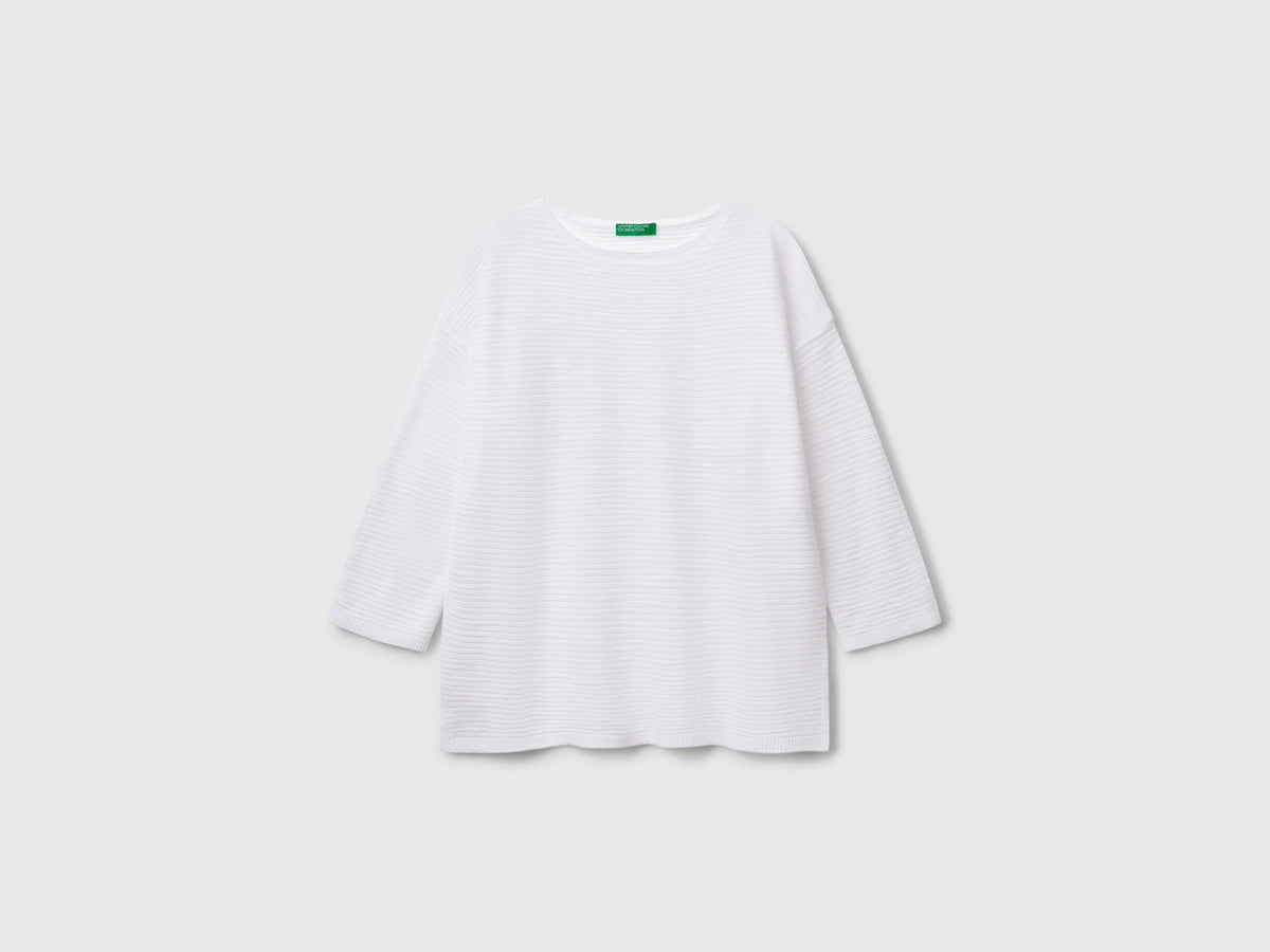 Maglia in misto lino con manica a 3/4