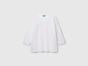 Maglia in misto lino con manica a 3/4