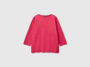 Maglia in misto lino con manica a 3/4