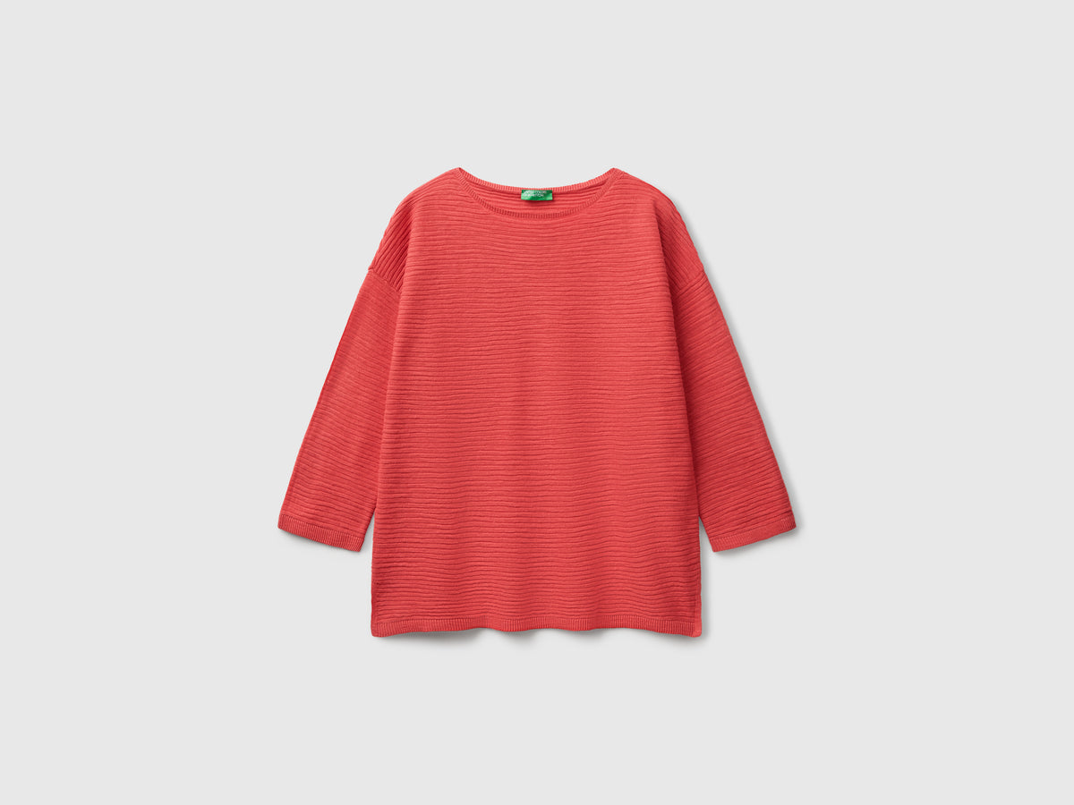 Maglia in misto lino con manica a 3/4