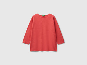 Maglia in misto lino con manica a 3/4