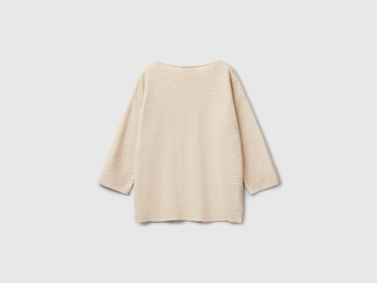 Maglia in misto lino con manica a 3/4