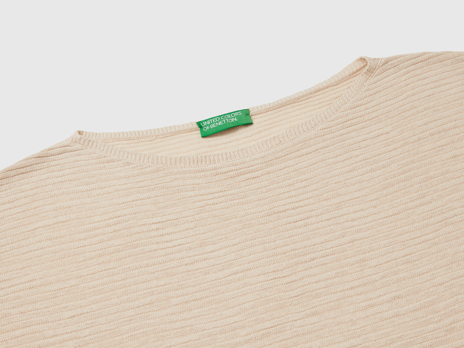 Maglia in misto lino con manica a 3/4 da donna beige 3 | Benetton Outlet