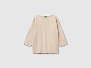 Maglia in misto lino con manica a 3/4