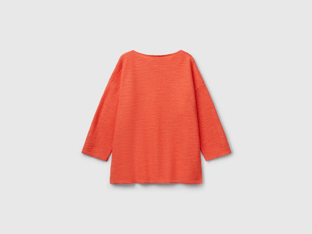 Maglia in misto lino con manica a 3/4