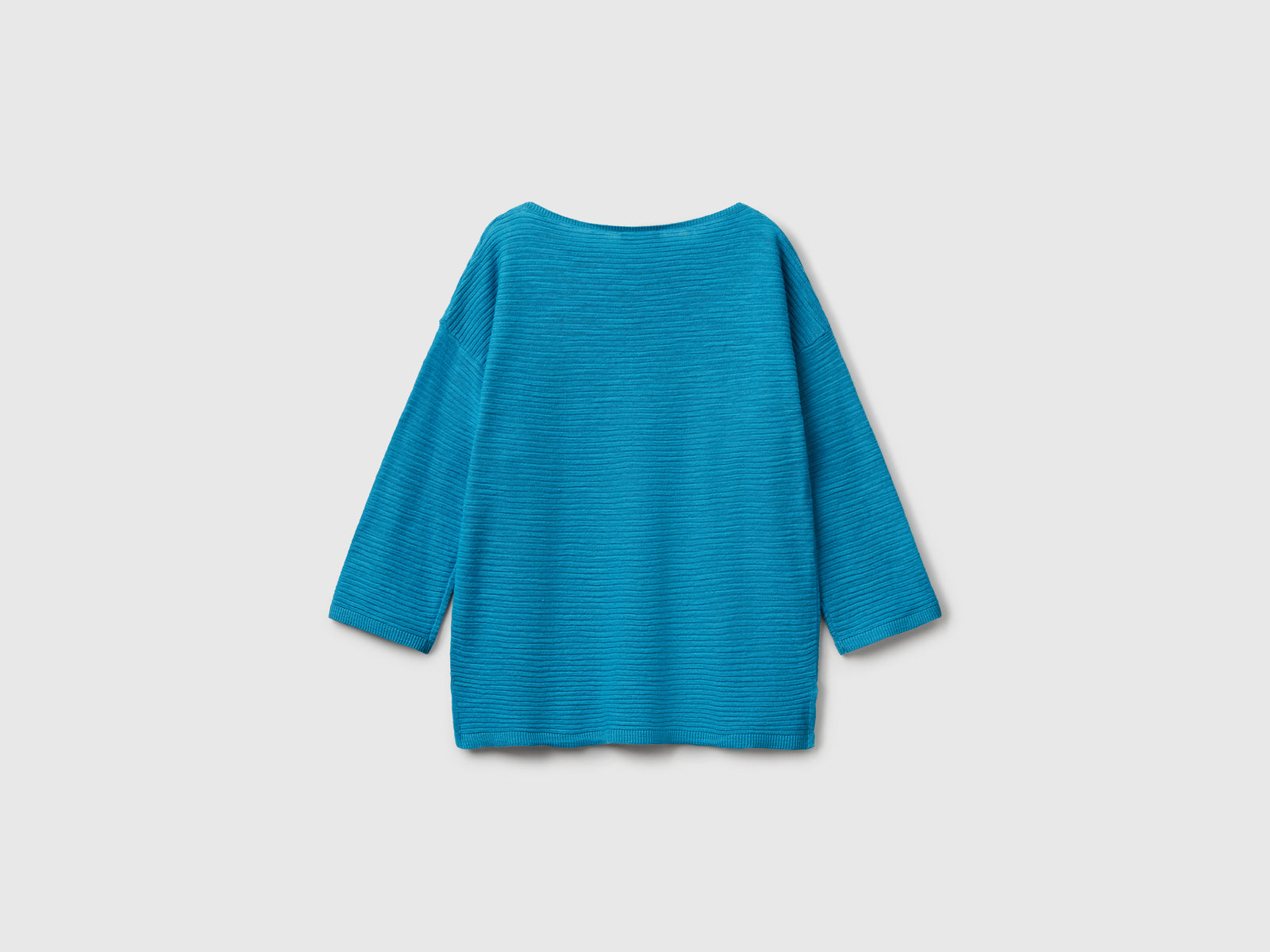 Maglia in misto lino con manica a 3/4 da donna verde ottanio 2 | Benetton Outlet