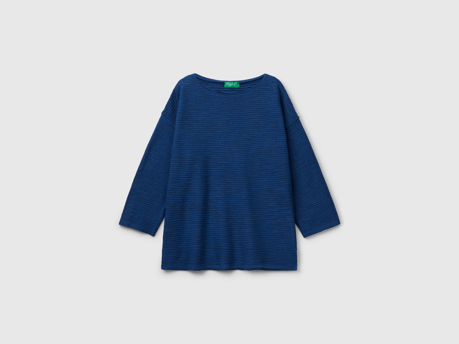 Maglia in misto lino con manica a 3/4 da donna avio | Benetton Outlet
