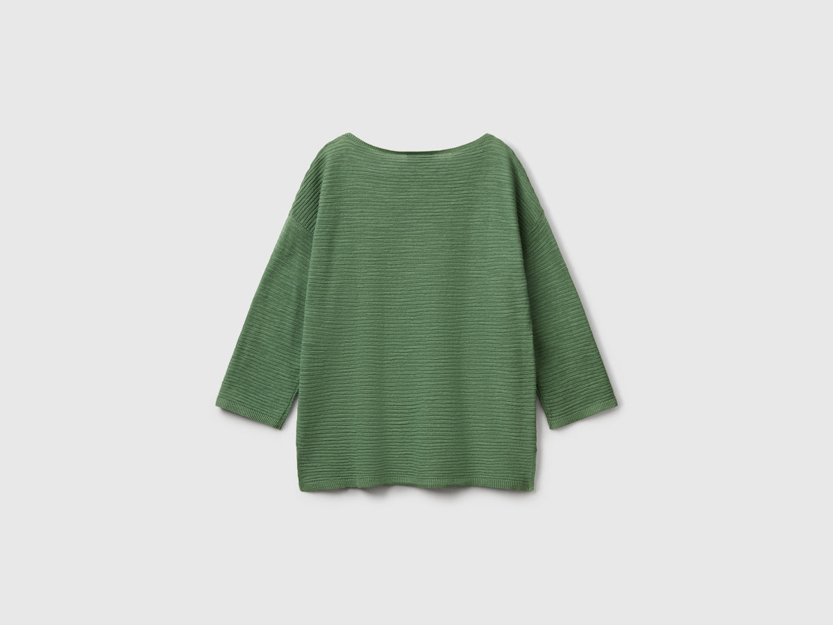 Maglia in misto lino con manica a 3/4