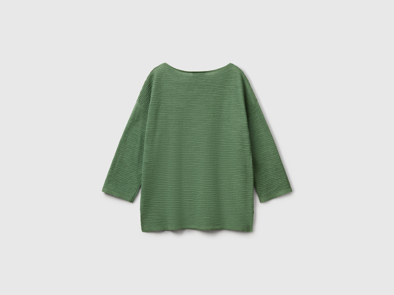 Maglia in misto lino con manica a 3/4 da donna verde 2 | Benetton Outlet