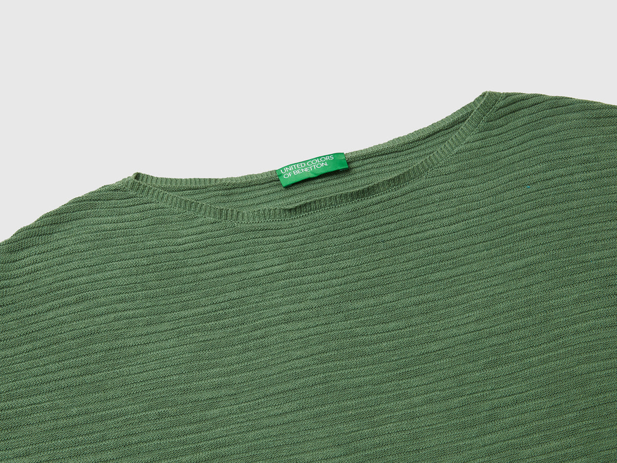 Maglia in misto lino con manica a 3/4
