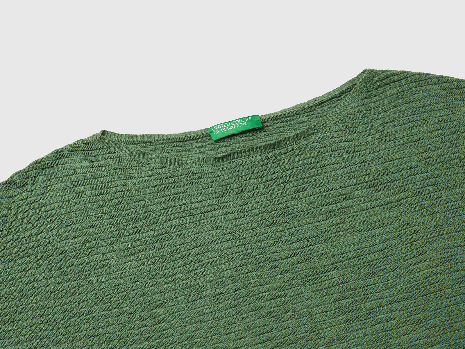 Maglia in misto lino con manica a 3/4 da donna verde 3 | Benetton Outlet