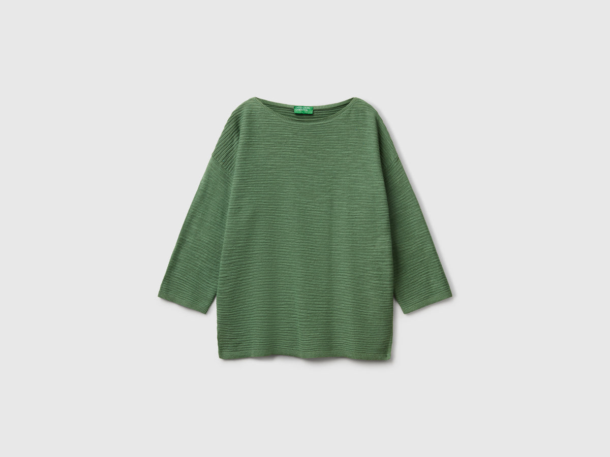 Maglia in misto lino con manica a 3/4