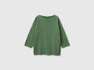 Maglia in misto lino con manica a 3/4
