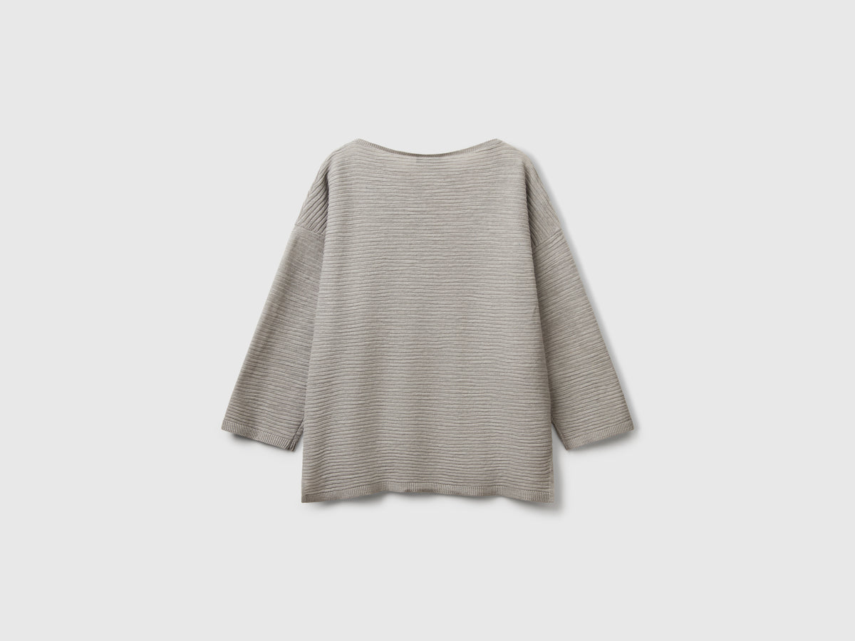 Maglia in misto lino con manica a 3/4