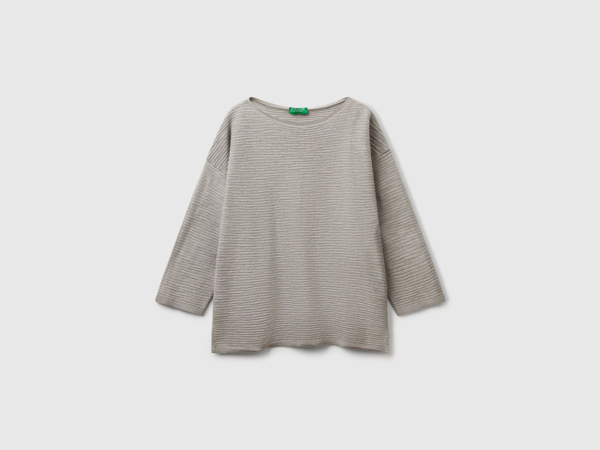 Maglia in misto lino con manica a 3/4