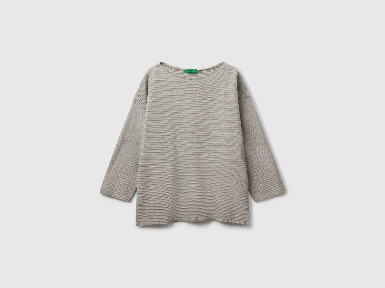 Maglia in misto lino con manica a 3/4 da donna grigio | Benetton Outlet
