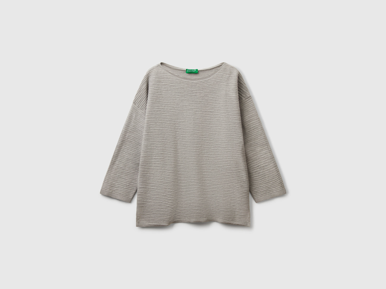 Maglia in misto lino con manica a 3/4 da donna grigio | Benetton Outlet