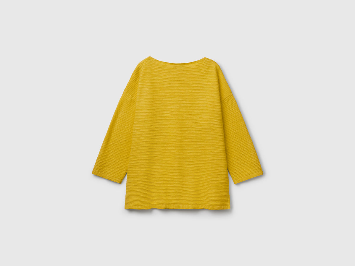 Maglia in misto lino con manica a 3/4
