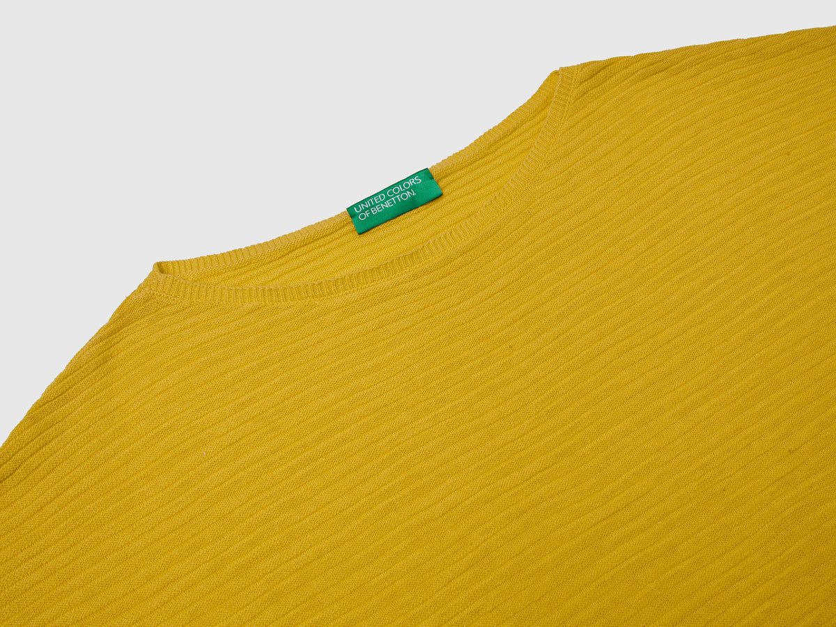 Maglia in misto lino con manica a 3/4